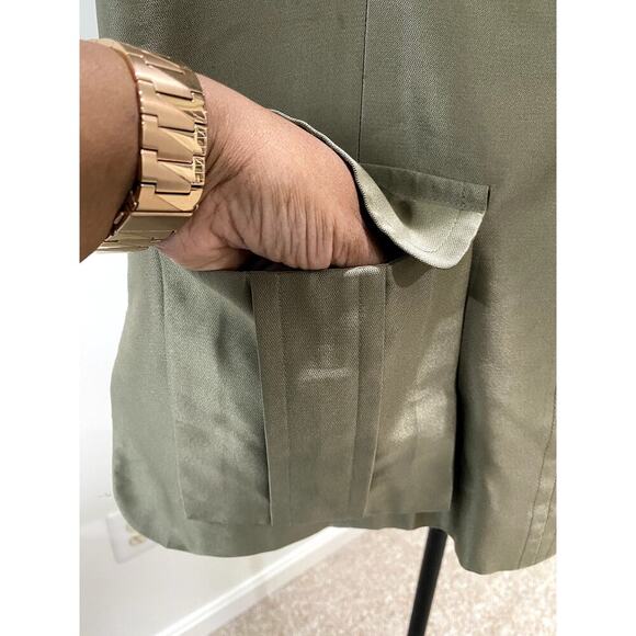 Maxazria Collection Olive Sleeveless Silk Top - Size 12 (EUC) - Picture 3 of 5